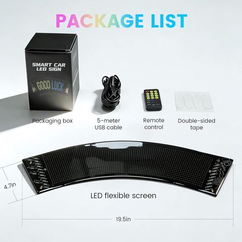مصابيح LED مرنة على شكل مروحة، تطبيق قابل للبرمجة ولوحة LED للتحكم عن بعد للزجاج الأمامي in Kuwait