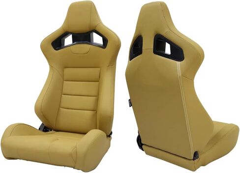 Universal Racing Seats, Adjustable Reclining Bucket Seats with Dual Slider, PU & Carbon Leather Sport Seat for Driver and Passenger Side, 1 Pair, Wine Red w/Logo-Thin Seat Base in Saudi Arabia