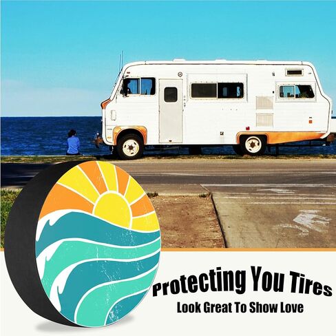 أغطية الإطارات الاحتياطية للمقطورات إطارات موجات الشمس الصيفية للسيارات مقاومة للطقس والغبار عالمية لمقطورة سيارات الدفع الرباعي ومخيم السفر 12 بوصة 13 بوصة 14 بوصة 15 بوصة 16 بوصة 17 بوصة in Kuwait