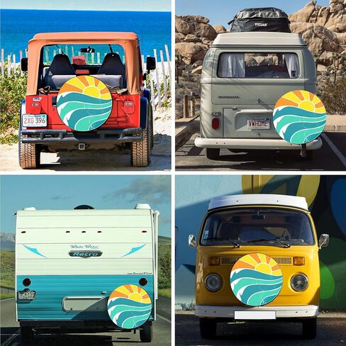 أغطية الإطارات الاحتياطية للمقطورات إطارات موجات الشمس الصيفية للسيارات مقاومة للطقس والغبار عالمية لمقطورة سيارات الدفع الرباعي ومخيم السفر 12 بوصة 13 بوصة 14 بوصة 15 بوصة 16 بوصة 17 بوصة in Kuwait