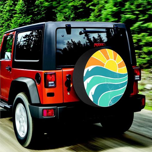 أغطية الإطارات الاحتياطية للمقطورات إطارات موجات الشمس الصيفية للسيارات مقاومة للطقس والغبار عالمية لمقطورة سيارات الدفع الرباعي ومخيم السفر 12 بوصة 13 بوصة 14 بوصة 15 بوصة 16 بوصة 17 بوصة in Kuwait