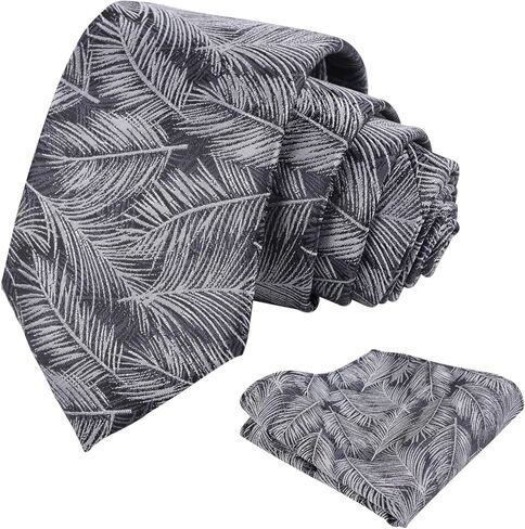 Alizeal Mens 3.15inch Colorful Tie with Botanical Print Pocket Square in Saudi Arabia