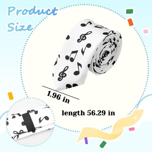 Xiyantiji White Music Note Necktie for Men Business Birthday Party Suit Accessories Musician Music Lover Neck Ties for Dress Shirt Musical Theme Piano Tie Adjustable in Saudi Arabia