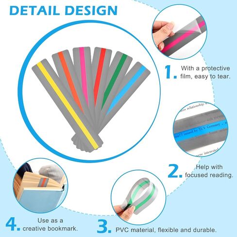 24PCS Guided Reading Strips, 4 Sizes Dyslexia Tools Reading Tracker, Bookmark Accessories Set in Kuwait