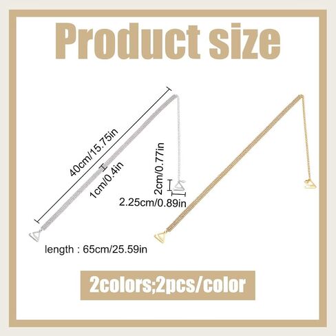 PLIGREAT 2 Pairs Rhinestone Bra Shoulder Straps, 2 Colors Adjustable Nonskid Bra Shoulder Chain Multi-Layered Rhinestones Straps for Women Wedding Bridal Dress Jewelry in Saudi Arabia
