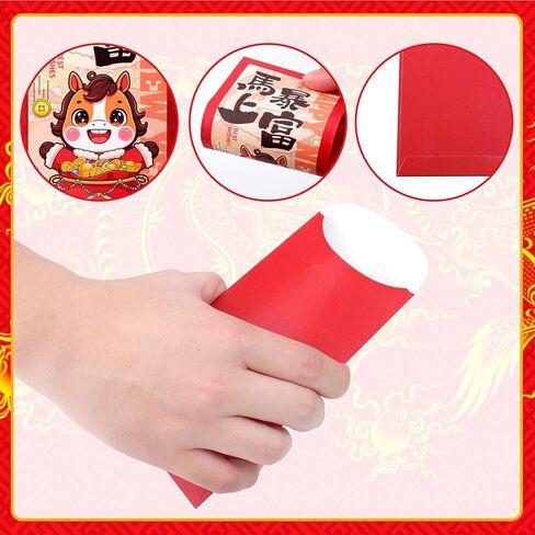 12 قطعة المظاريف الصينية الحمراء للمال 2024 التنين السنة القمرية الجديدة ، المظاريف الحمراء السنة الصينية الجديدة 6 تصاميم لطيف الكرتون التنين in Kuwait