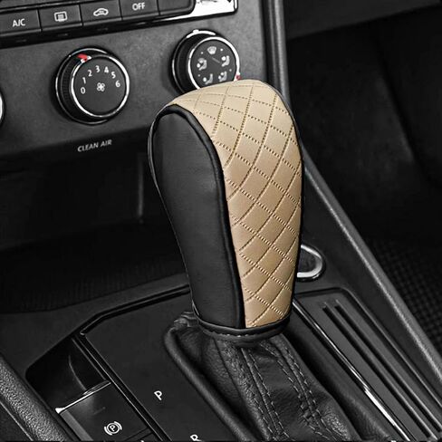 Leather Car Gear Shift Cover, Anti-Slip Dust Gear Shift Knob Cover for Shift Lever Protection, Universal Car Decor Accessories Shifter Stick Protector Suitable for Cars, Trucks, SUVs(Black/Y) in Saudi Arabia