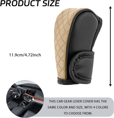 Leather Car Gear Shift Cover, Anti-Slip Dust Gear Shift Knob Cover for Shift Lever Protection, Universal Car Decor Accessories Shifter Stick Protector Suitable for Cars, Trucks, SUVs(Black/Y) in Saudi Arabia