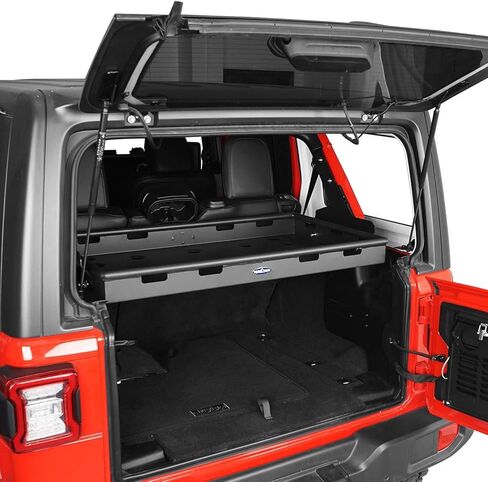 رف إدارة الأمتعة لسلة البضائع الخلفية الداخلية من JLU متوافق مع 2018-2026 Jeep Wrangler JL Unlimited (فقط للجزء العلوي الصلب والجزء العلوي من الطاقة بلمسة واحدة) in Saudi Arabia