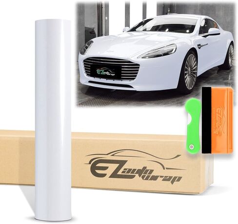 12"X60" (1FTx5FT) Pearl White Premium Super Gloss Metallic Glossy Sticker Decal DIY Car Auto Vehicle Vinyl Wrap Air Release Bubble Free Self Adhesive Peel and Stick Free Tool Kit in Saudi Arabia