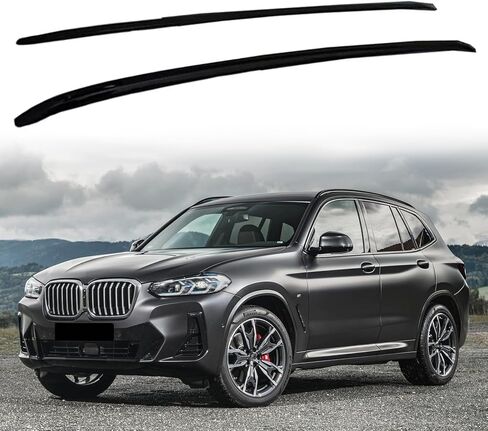 غطاء السكك الحديدية لرف السقف أسود لامع يناسب BMW X3 G01 2018 2019 2020 2021 2022 2023 2024 فضي محدث إلى الأسود in Saudi Arabia