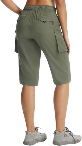 شورت نسائي طويل 38.1 سم من Baleaf مع 7 جيوب للمشي لمسافات طويلة، شورت برمودا بطول الركبة، خفيف الوزن، سريع الجفاف، كارجو كابريس in Saudi Arabia