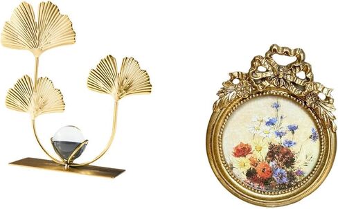 Modern Home Decor Collectibles Antique Photo Frame and Leaves Statue Leaf Sculpture Ornate European Desktop Ornament for Wedding Gift Ideas in Saudi Arabia