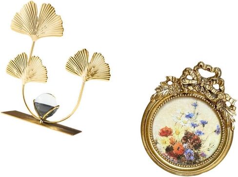 Modern Home Decor Collectibles Antique Photo Frame and Leaves Statue Leaf Sculpture Ornate European Desktop Ornament for Wedding Gift Ideas in Saudi Arabia