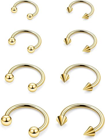 12G 14G 16G 18G 20G Horseshoe Septum Nose Ring Piercing Jewelry Surgical Steel Circular Barbell Daith Rook Earring Smiley Snake Bite Lip Ring Piercing Jewelry for Women Men Silver Black Gold in Kuwait