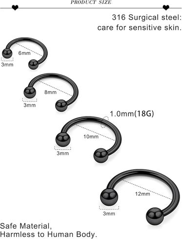 12G 14G 16G 18G 20G حدوة الحصان الحاجز الأنف ثقب المجوهرات الجراحية الصلب التعميم الحديد Daith Rook القرط مبتسم الأفعى لدغة الشفاه الدائري ثقب المجوهرات للنساء الرجال الفضة الذهب الأسود in Kuwait