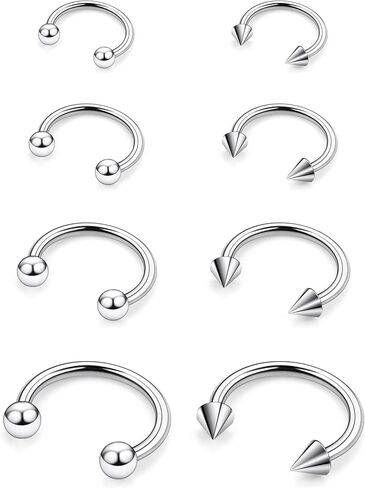 12G 14G 16G 18G 20G حدوة الحصان الحاجز الأنف ثقب المجوهرات الجراحية الصلب التعميم الحديد Daith Rook القرط مبتسم الأفعى لدغة الشفاه الدائري ثقب المجوهرات للنساء الرجال الفضة الذهب الأسود in Kuwait