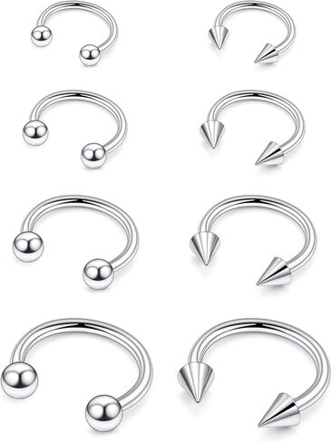 12G 14G 16G 18G 20G حدوة الحصان الحاجز الأنف ثقب المجوهرات الجراحية الصلب التعميم الحديد Daith Rook القرط مبتسم الأفعى لدغة الشفاه الدائري ثقب المجوهرات للنساء الرجال الفضة الذهب الأسود in Kuwait