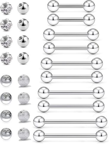 14G 16G Nipple Piercings Tongue Rings Externally Threaded Hypoallergenic 316L Surgical Steel Nipple Tongue Barbell Piercing Jewelry for Women Men 12mm 14mm 16mm 19mm 22mm in Saudi Arabia