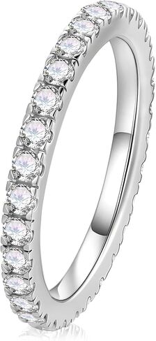 MOOSEA 925 Sterling Silver Women’s Moissanite Anniversary Rings 14K White Gold Plated Eternity Bands Lovely Wedding Promise Jewelry Gift in Saudi Arabia