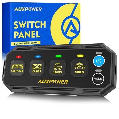 Auxpower 6 Gang Wireless Switch Panel S6W Control Range Up to 328FT Toggle Momentary Pulsed SOS RGB Switch Panel Auxiliary Portable Remote Panel Automotive Slim Switch Panel for Pickup Truck Boat UTV in Kuwait