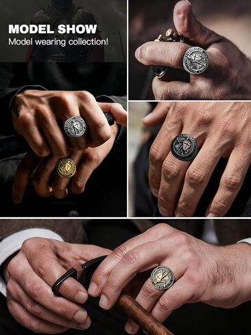 Christian Ring Knights Templar Put On The Whole Armor Of God Ephesians 6:13-17 Red Cross Design Men's Religious Catholic Ring,Biker Punk Cocktail Party 316L Stainless Steel Rings For Men Gift in Kuwait