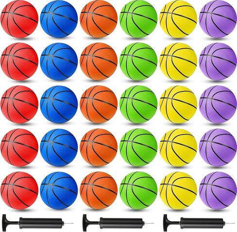 22 Pcs Rubber Basketballs Bulk Official Size Rubber Basketballs with Pump Basketball Set for Indoor Outdoor, Youth Boys Girls Training Practice Games Match, 6 Colors in Kuwait