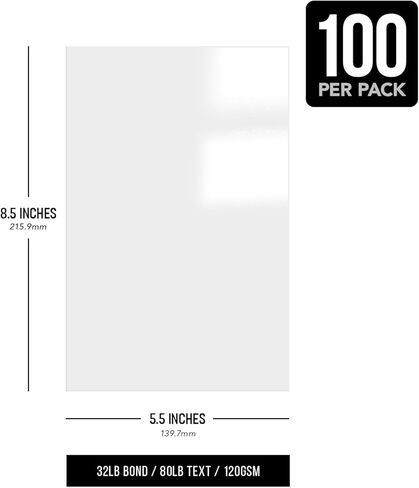 Double-Sided Gloss Digital C2S Paper – Perfect for Color Laser Printing, Design Proposals, Flyers, Brochures | 80lb Text (32lb Bond) | 96 Bright | Acid Free, Glossy Coated | 100 Sheets (8.5 x 5.5) in Saudi Arabia