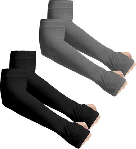 Aegend 2 Pair Sun Protection Cooling Arm Sleeves Compression - Tattoo Cover up - Sun Sleeves for Men Women Youth in Kuwait