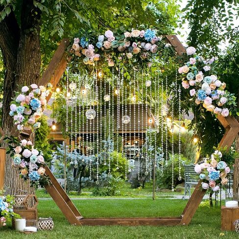 24 Pcs Clear Acrylic Crystal Garland Strands Hanging Chandelier Beaded Chain Ornament String Decorations Beaded Chain Garland Curtain for Wedding Party Manzanita Tree Centerpiece(39 Inch) in Saudi Arabia