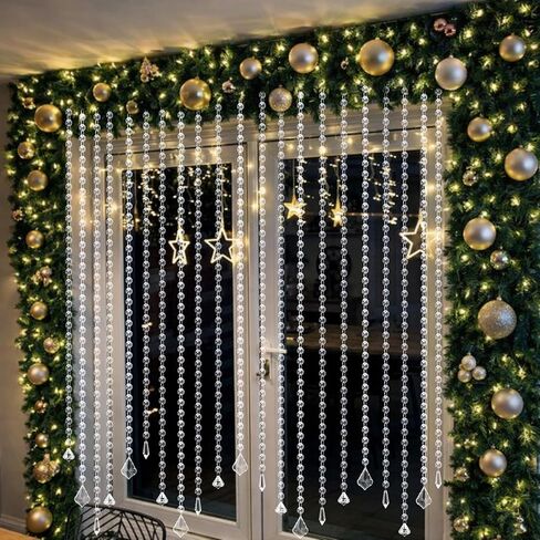 24 Pcs Clear Acrylic Crystal Garland Strands Hanging Chandelier Beaded Chain Ornament String Decorations Beaded Chain Garland Curtain for Wedding Party Manzanita Tree Centerpiece(39 Inch) in Saudi Arabia