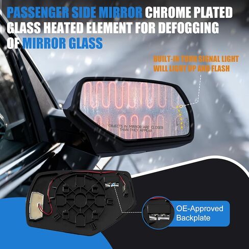 Driver Side Mirror Replacement For 2014-2017 Chevy Silverado 1500 2500HD 3500HD, 2015-2017 GMC Sierra 1500 2500 3500 - Mirror With Rear Holder and Spotter Glass Turn Signal 22753637 GM1324146 in Kuwait