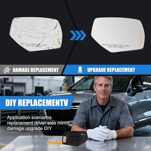 Driver Side Mirror Replacement For 2014-2017 Chevy Silverado 1500 2500HD 3500HD, 2015-2017 GMC Sierra 1500 2500 3500 - Mirror With Rear Holder and Spotter Glass Turn Signal 22753637 GM1324146 in Kuwait