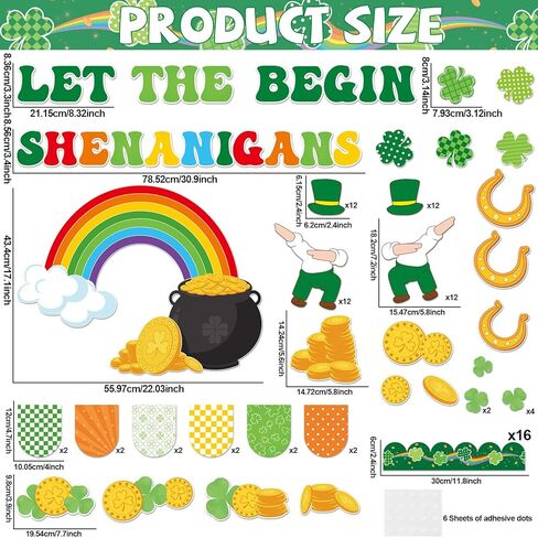 St. Patrick's Day Bulletin Board Decoration Leprechaun Mischief Clover DIY Photo Paper Cutouts Green Lucky Shamrock Rainbow Bulletin Board for Irish Holiday Home Classroom School Chalkboard Wall Decor in Saudi Arabia
