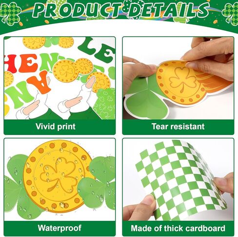St. Patrick's Day Bulletin Board Decoration Leprechaun Mischief Clover DIY Photo Paper Cutouts Green Lucky Shamrock Rainbow Bulletin Board for Irish Holiday Home Classroom School Chalkboard Wall Decor in Saudi Arabia
