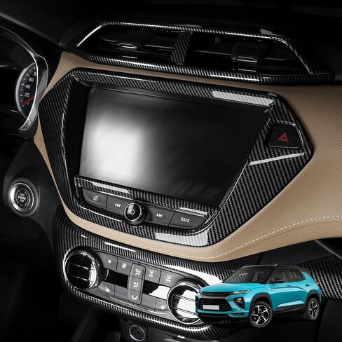 Cnaurda Car ABS Dashboard, GPS Navigation Frame Cover Trim Compatible with Chevy Trailblazer 2021-2023 Interior Accessories (Carbon Fiber Pattern) in Saudi Arabia