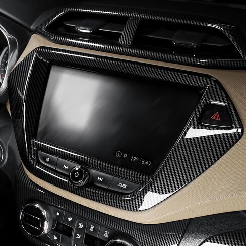 Cnaurda Car ABS Dashboard, GPS Navigation Frame Cover Trim Compatible with Chevy Trailblazer 2021-2023 Interior Accessories (Carbon Fiber Pattern) in Saudi Arabia