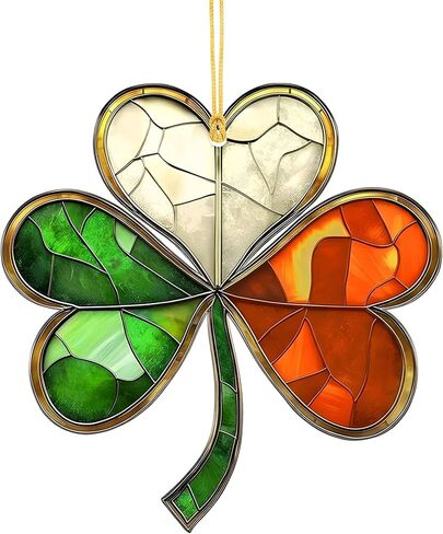 St. Patrick’s Day Acrylic Clover Suncatcher – Round Green Window Hanging Ornament, Lucky Four Leaf Decor for Tree, Door in Kuwait