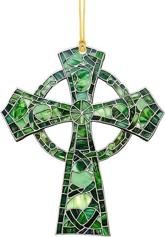 St. Patrick’s Day Acrylic Clover Suncatcher – Round Green Window Hanging Ornament, Lucky Four Leaf Decor for Tree, Door in Saudi Arabia