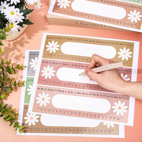 60Pcs Boho Daisy Classroom Name Plate for Back to School Desks Decor Hippie Flower Name Tag with Alphabet Number Self Adhesive Label Decals for Kindergarten Classroom Offices School Supplies in Saudi Arabia