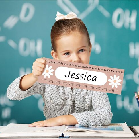 60Pcs Boho Daisy Classroom Name Plate for Back to School Desks Decor Hippie Flower Name Tag with Alphabet Number Self Adhesive Label Decals for Kindergarten Classroom Offices School Supplies in Saudi Arabia