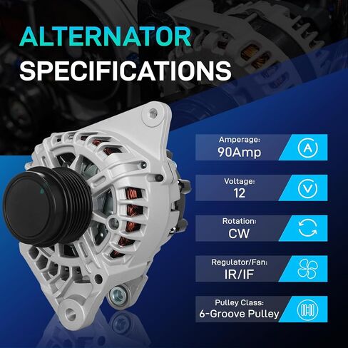 مولد كهربائي جديد متوافق مع Hyundai 2011-2017 Elantra، 2013-2014 Elantra Coupe، 2013-2017 Elantra GT، Kia 2012-2013 Soul، 2014-2016 Forte، 2014-2016 Forte Koup، 2014-2016 Forte5، 12V 90A الأسلحة الكيميائية in Saudi Arabia
