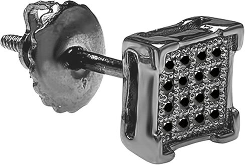 Dazzlingrock Collection 0.04 Ctw Round Black Diamond 5.5mm Hip Hop Iced Out Stud (1Pc Only) in Black Plated Sterling Silver, Screw Back,Unisex Design Ladies,Mens Real Diamond Earrings in Saudi Arabia