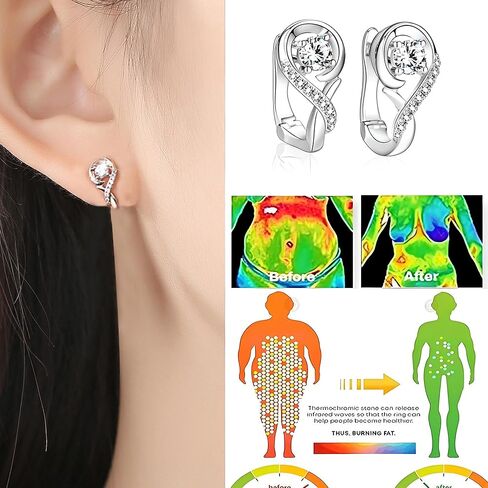 Halolux Lymphvity Germanium Earrings, Lymphatic Drainage Magtherapy Therapeutic Rhinestones Earring Lymph Sparkle CZ Hoop Jewelry Gifts for Women Men in Saudi Arabia
