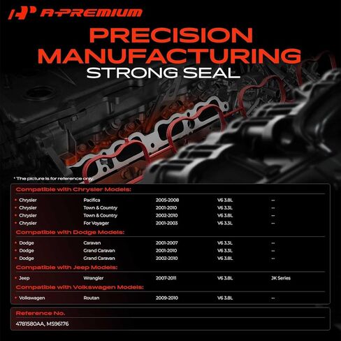 A-Premium Upper Fuel Injection Plenum Gasket Set Compatible with Jeep Wrangler 2007-2011 & Dodge Grand Caravan 2001-2010, Caravan & Chrysler Town & Country, Pacifica, Voyager & Volkswagen Routan in Saudi Arabia