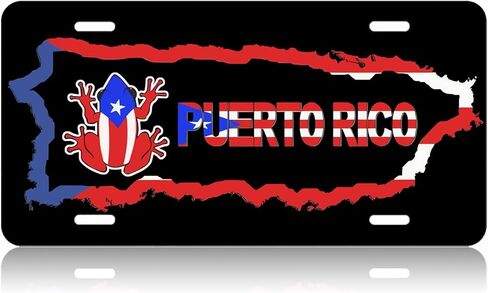 Puerto RICO Front License Plate Aluminum Decorative License Plates Funny Metal Car Plate 6"X12" Novelty Vanity Tag Cover with 4 Holes Car Decor Accessory in Saudi Arabia