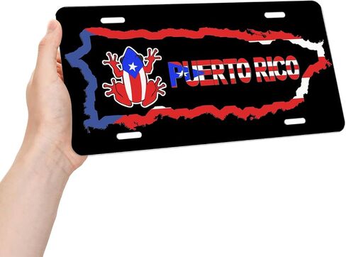 Puerto RICO Front License Plate Aluminum Decorative License Plates Funny Metal Car Plate 6"X12" Novelty Vanity Tag Cover with 4 Holes Car Decor Accessory in Saudi Arabia