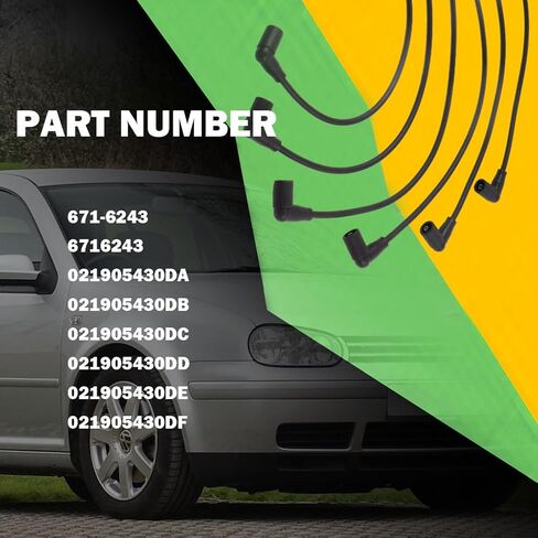 6X أسلاك توصيل الإشعال متوافقة مع فولكس فاجن جولف جيتا V6 2.8L 1999-2002 7 مم in Saudi Arabia