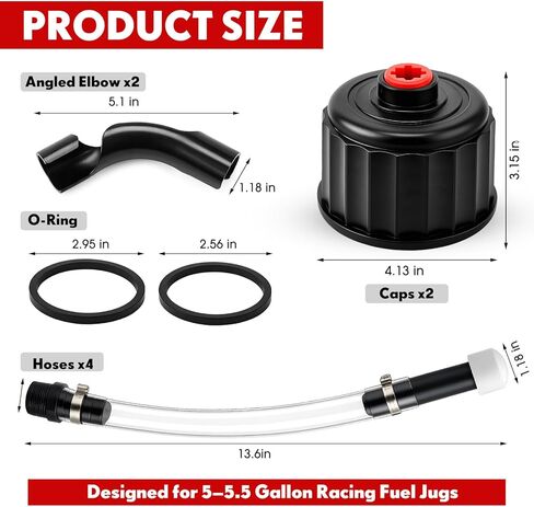 8 Pcs Racing Fuel Jug Hose Kits Include Racing Fuel Filler Hose 5/5.5 Gallon Gas Cylinder Lid and 2 Jug Cap Bender Replacement in Kuwait