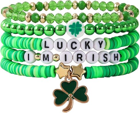 St.Patrick's Day Bracelets Green Leaf Shamrock Bracelets for Women Lucky St.Patricks Day Bracelet Irish Bracelet Festive Jewelry in Saudi Arabia